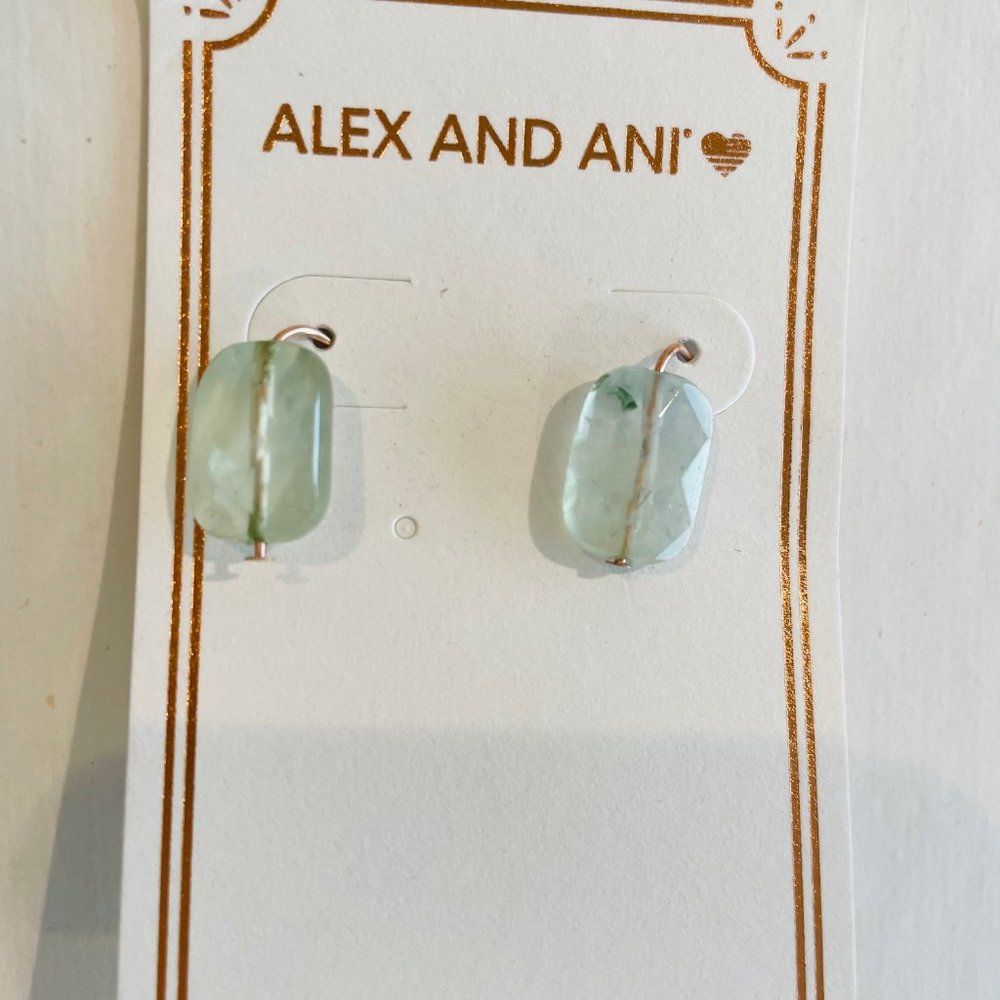 Alex and Ani Green Quartz Earrings rose gold, drop,dangle